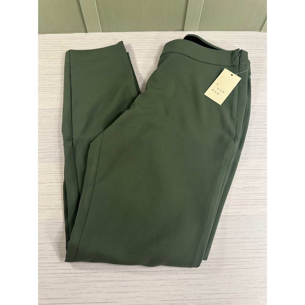 A New Day Womens Olive Green High-Rise Skinny Ankle Pants 10 Long KLZ77R